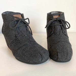 TOMS Grey Wool Desert Closed Toe Wedges